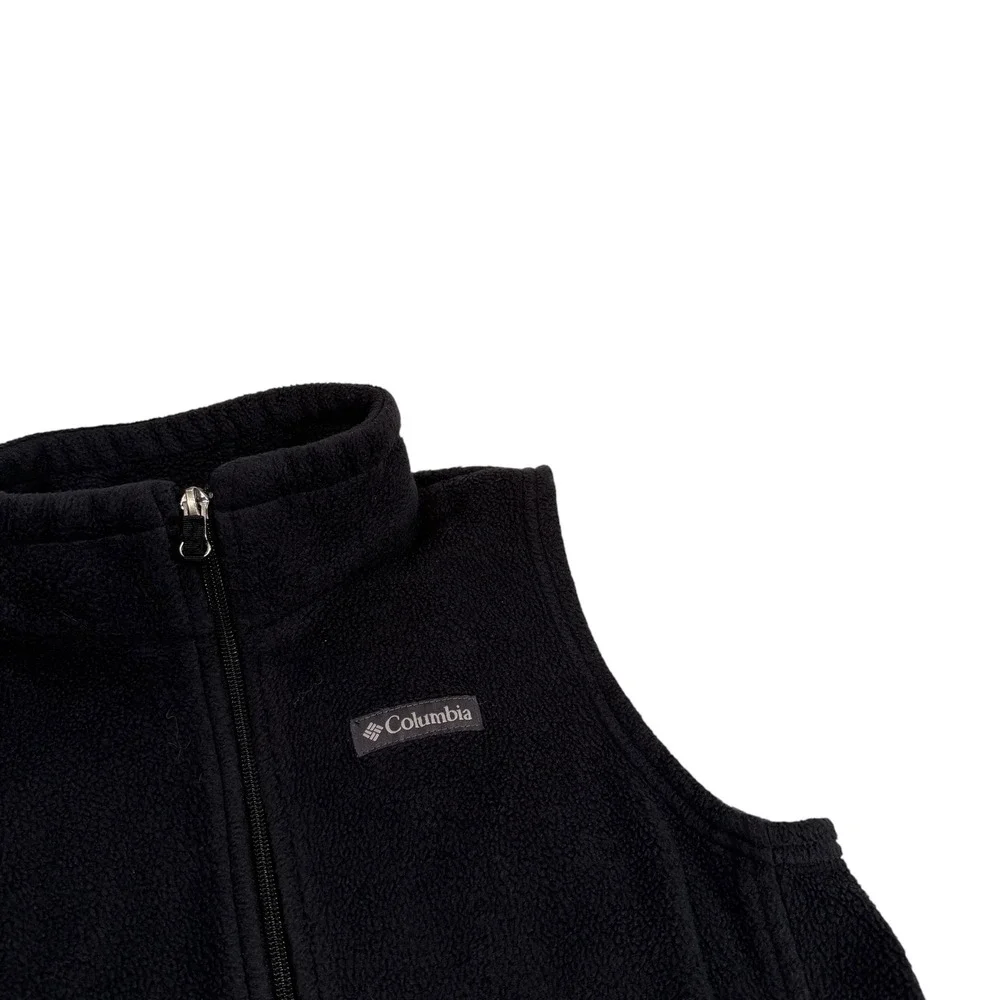 Columbia Boys Benton Springs‎ Fleece Vest Black Full Zip Mock Neck Size Large